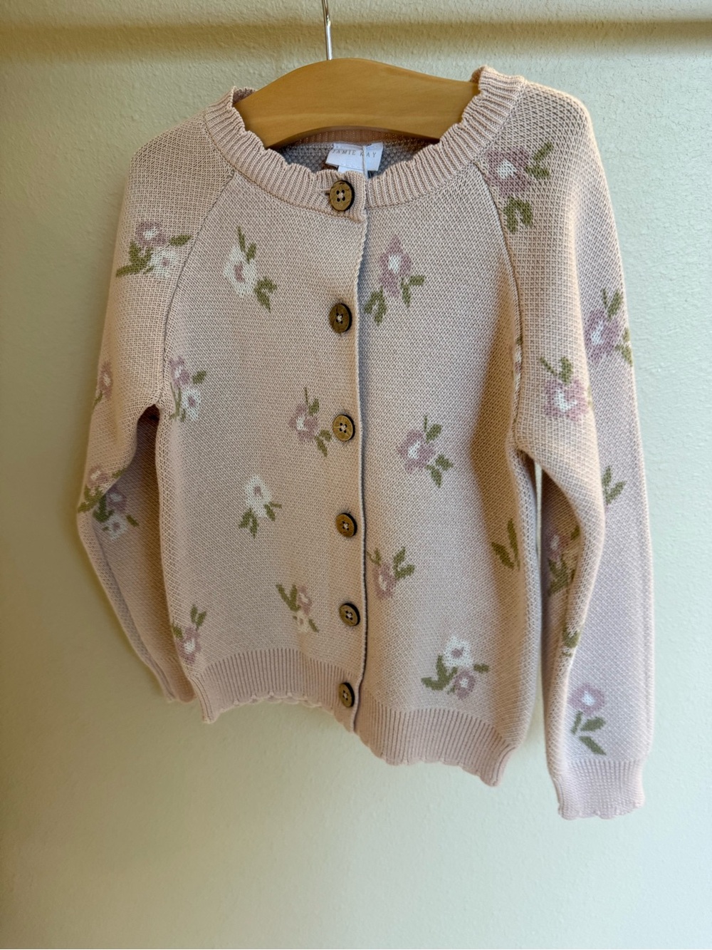 Toddler Girls Blush Floral Knit Cardigan Sweater - Picture 1 of 4